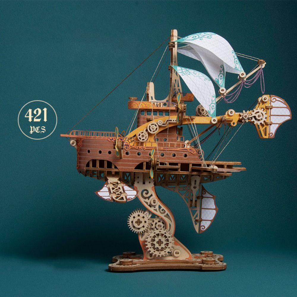 Миниатюрная модель Сделай сам 3D деревянный пазл Фэнтези Дирижабль Корабль Конструкторы Детям Детям Девочкам 1set